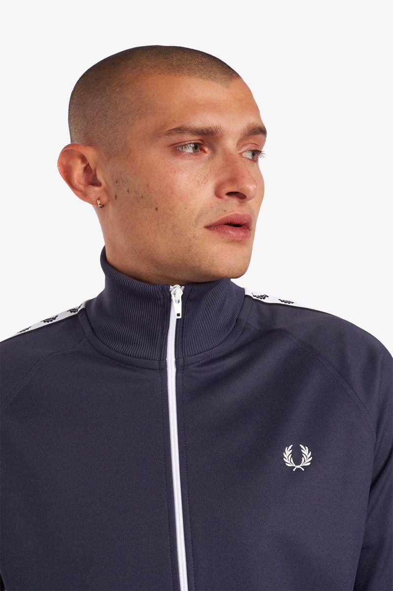 Deep Grey Fred Perry Taped Track Men's Jackets | PH 1259TCEV